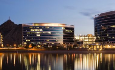 Tempe Town Lake with a bridge and the Tempe, Arizona, how to save on arizona car insurance blog